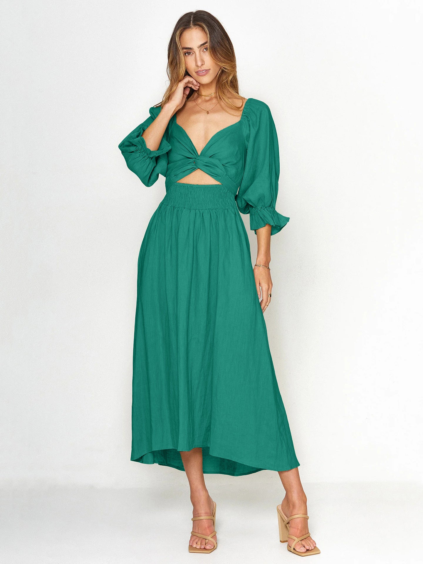 Robe à Volants avec Ceinture à Cordon pour Femmes Premium Sense.