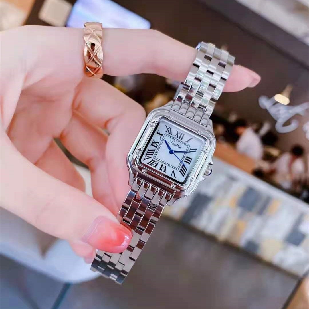 Montre Quartz à Bracelet en Acier Simple Fashion Square