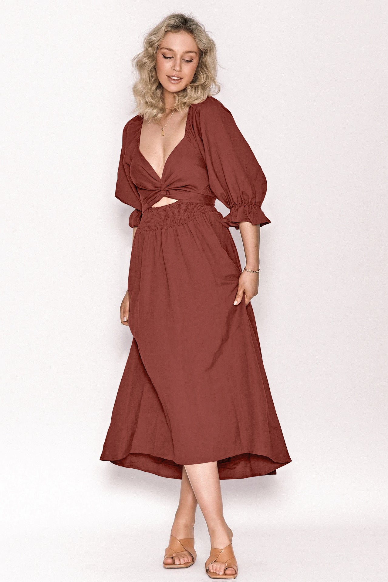Robe à Volants avec Ceinture à Cordon pour Femmes Premium Sense.