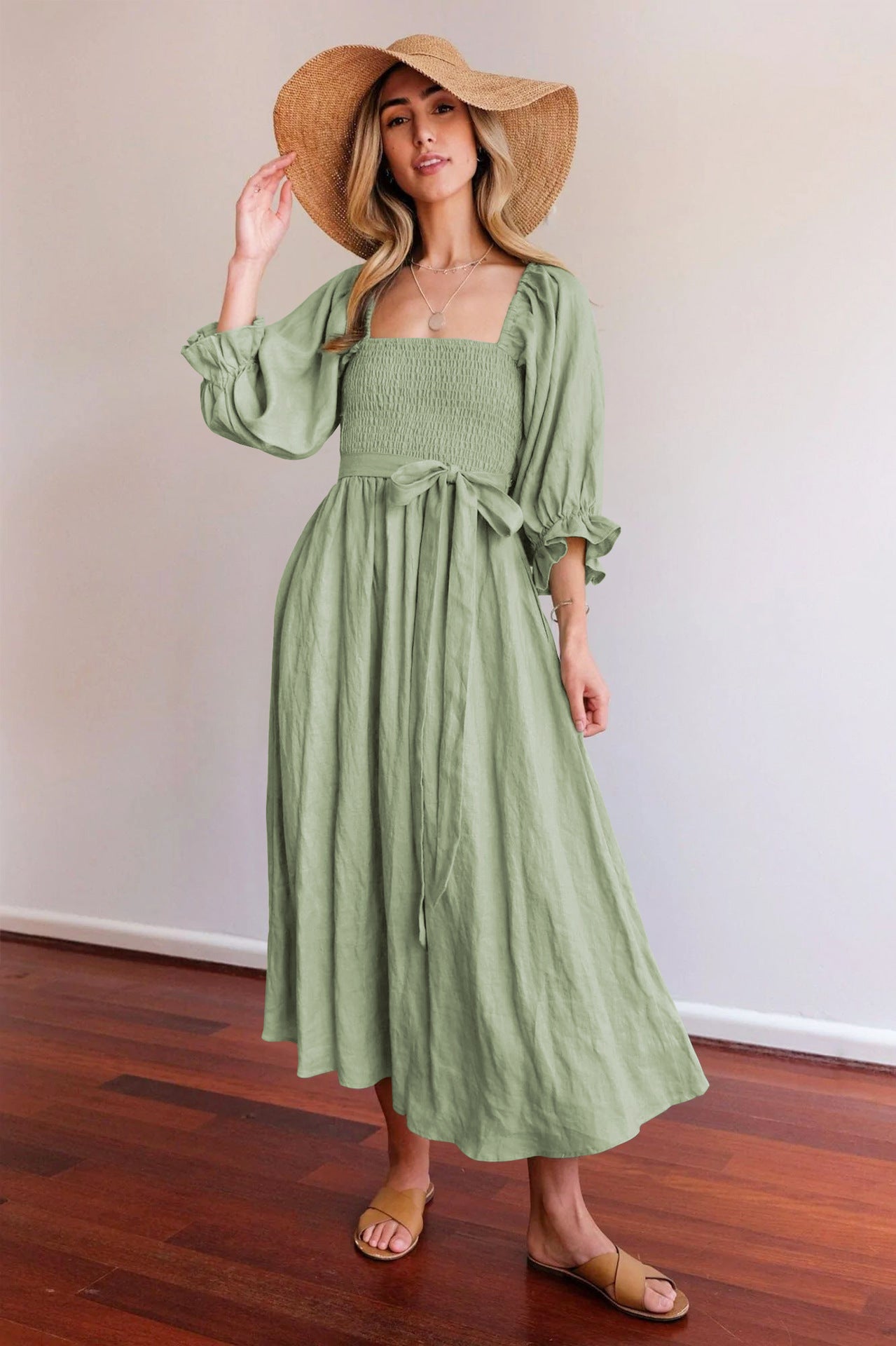 Robe à Volants avec Ceinture à Cordon pour Femmes Premium Sense.