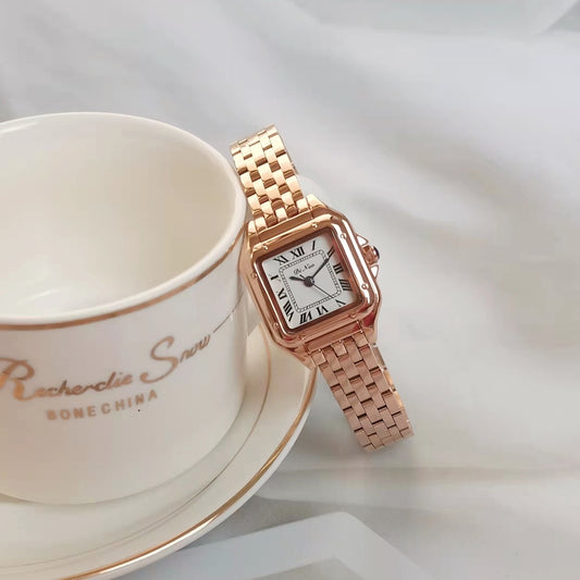 Montre Quartz à Bracelet en Acier Simple Fashion Square