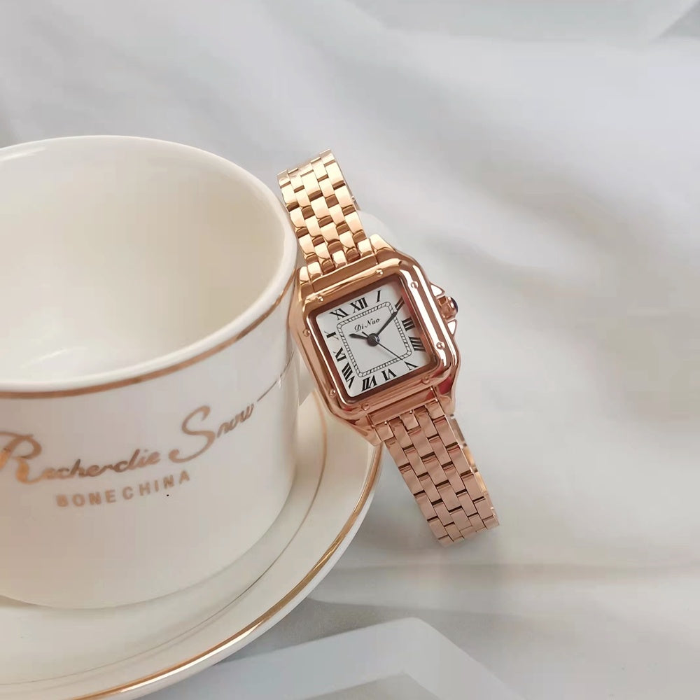 Montre Quartz à Bracelet en Acier Simple Fashion Square