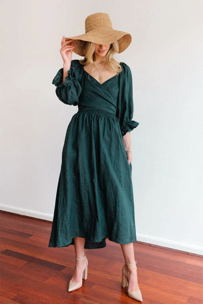 Robe à Volants avec Ceinture à Cordon pour Femmes Premium Sense.