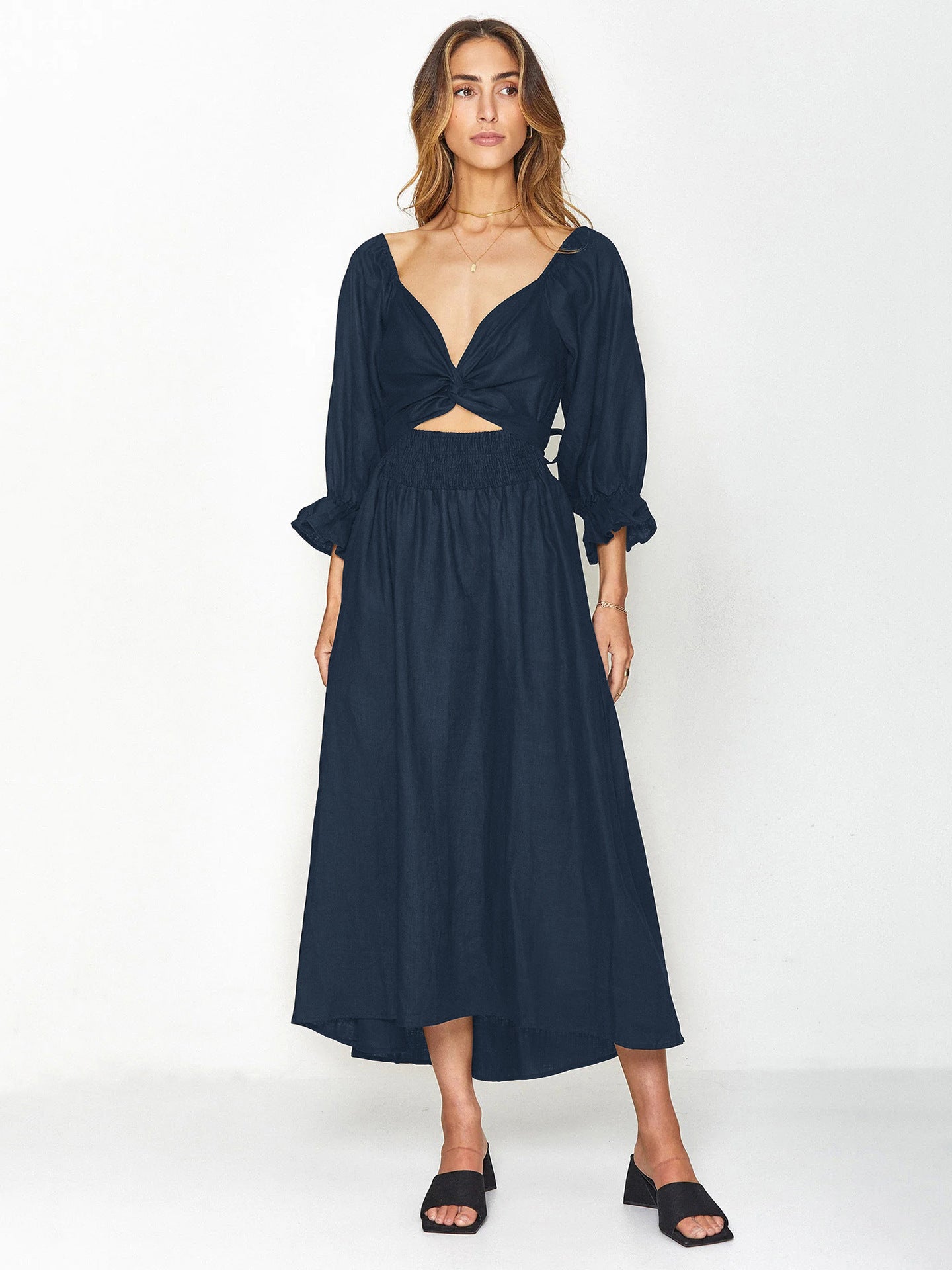 Robe à Volants avec Ceinture à Cordon pour Femmes Premium Sense.