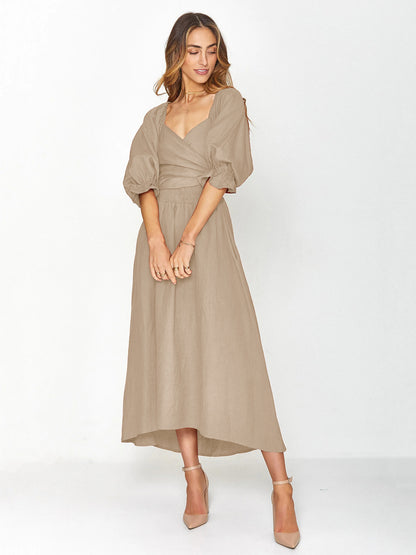 Robe à Volants avec Ceinture à Cordon pour Femmes Premium Sense.