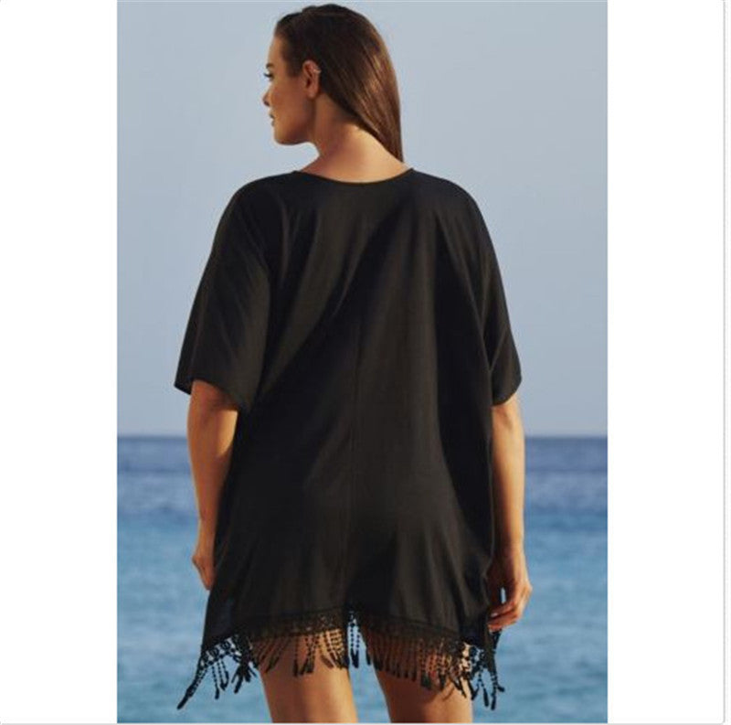 Robe en Dentelle à Franges pour Femmes Grande Taille