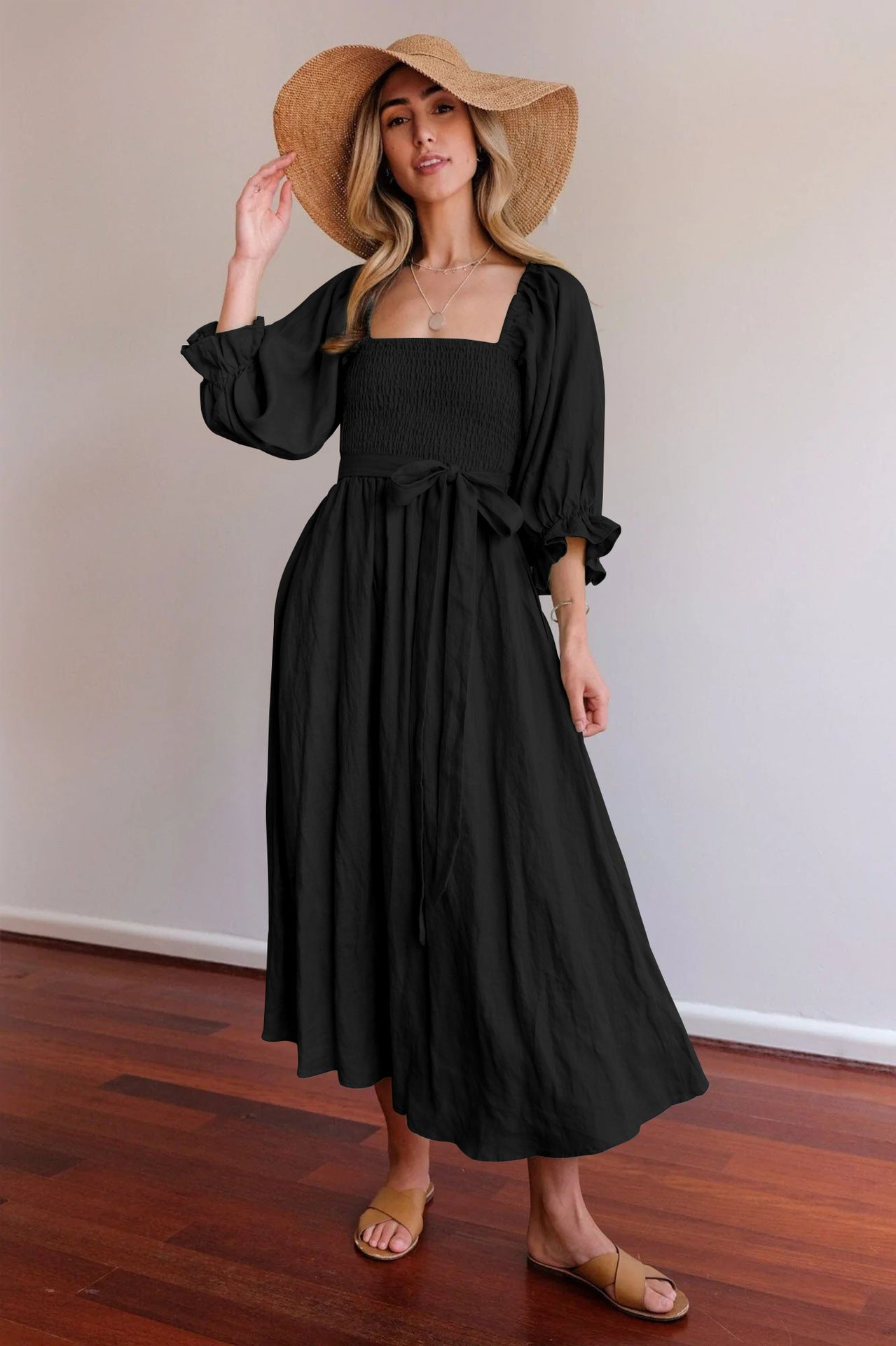 Robe à Volants avec Ceinture à Cordon pour Femmes Premium Sense.