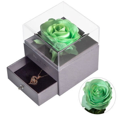 Boîte à Bijoux avec Collier en Rose Éternelle
